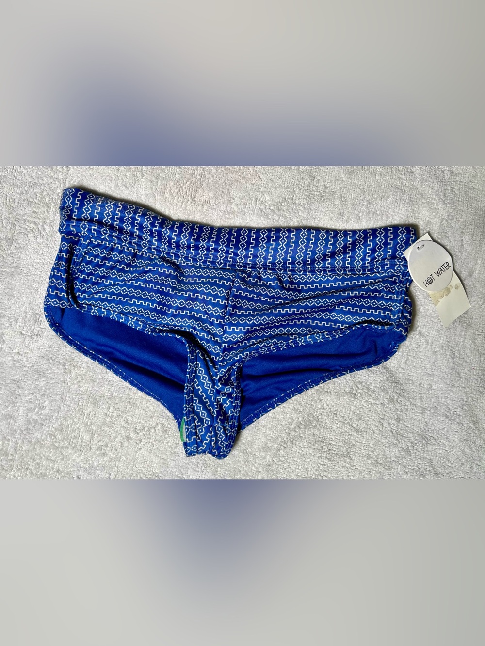 NWT!! Hot Water Blue Geo-Pattern Women  Bikini Bottom Size PS